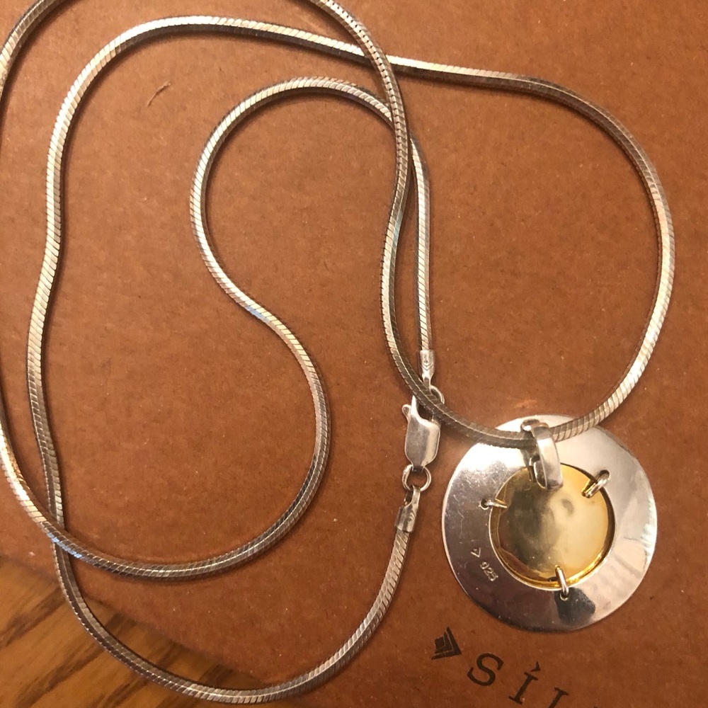 Vintage Silpada 14K Gold Plated Sterling Silver Pendant Snake Chain Necklace - Picture 11 of 13